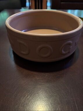 Premium Dog Dish Glazed Beige Ceramic Bowl